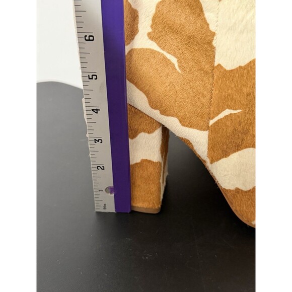 Steve Madden Cow Print Haircalf Leather Ankle Boots Pointed Toe Block Heel - Picture 6 of 12